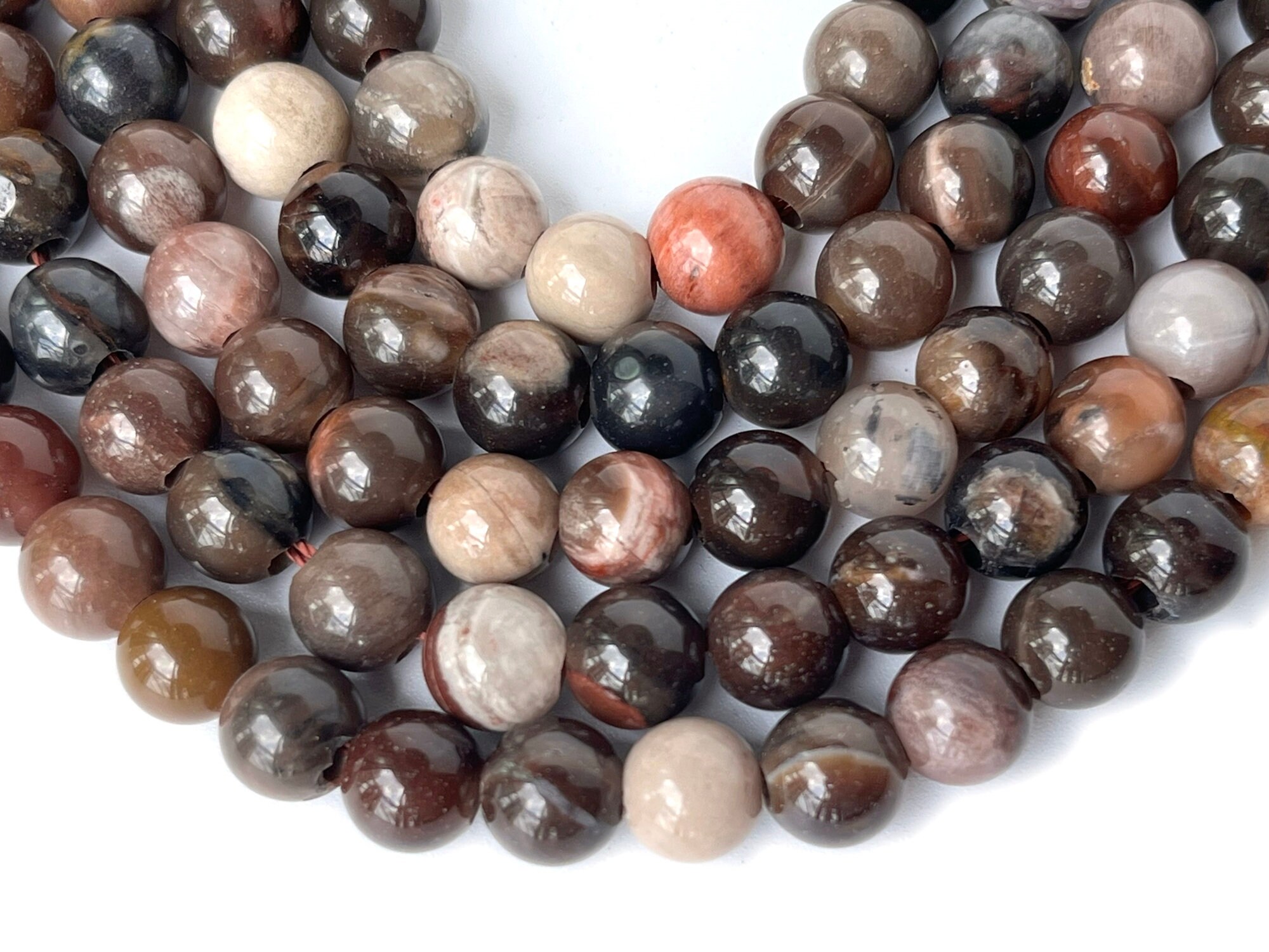 15“ 8mm Wood Fossil Stone 2.5mm Big Hole Round Beads, Brown Fossilized Wood Stone, Petrified Wood Diy Jewelry Beads, Jewelry Supply
