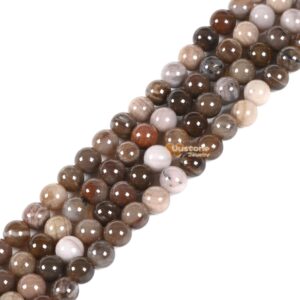 4mm Petrified Wood Fossil Round Ball Loose Beads Diy Jewelry Making Strand 15.5-16"