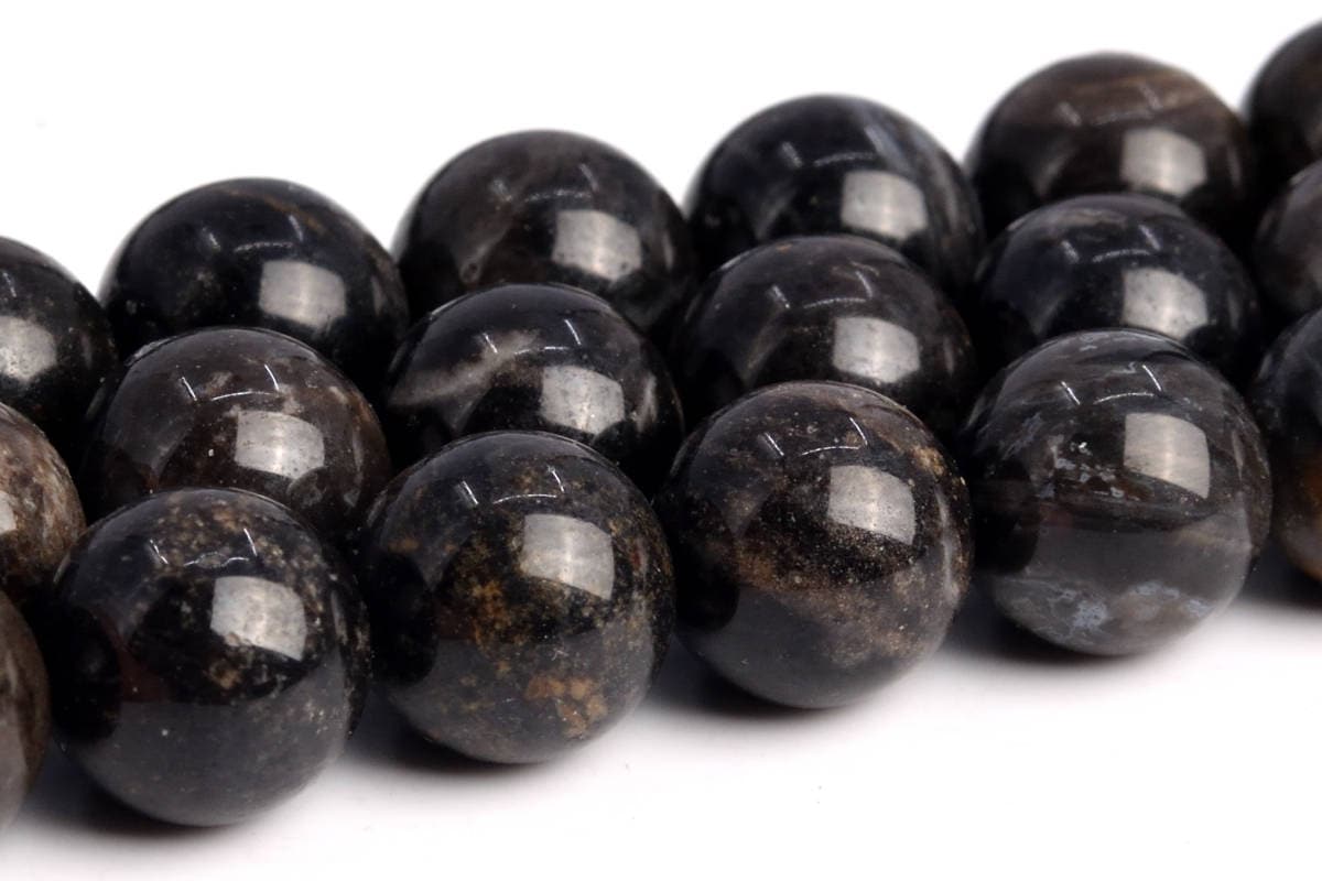 8mm Black Petrified Wood Jasper Beads Grade Aaa Genuine Natural Gemstone Round Loose Beads 15" / 7.5" Bulk Lot Options (103033)