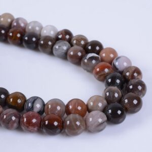 8mm Petrified Wood Fossil Round Ball Loose Gemstone Beads 16"