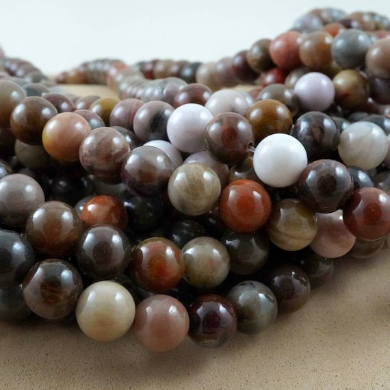 Petrified Wood Beads (round)(smooth)(4mm)(6mm)(8mm)(10mm)(12mm)(16"strand)