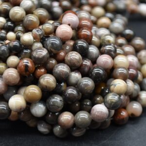 Petrified Wood Jasper Round Beads - 4mm, 6mm, 8mm, 10mm Sizes - 15" Strand - Natural Gemstone Beads For Jewellery Making | Crystal Beads