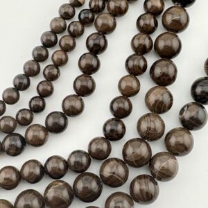 Lace Petrified Wood Gemstone Beads. 15” Strand Of Brown And Black Round Beads, Avail. 6-10mm. Lace Wooden Jasper. Antique Jasper.