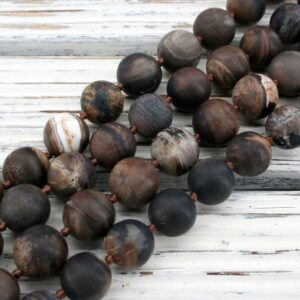 Matte Petrified Wood Opalite Round Beads, 13-13.5mm Strand (etb00331)