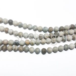 Natural Matte Gray Petrified Wood Jasper Round Beads 8mm. Natural gemstone beads. DIY loose beads. 15.5''