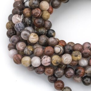 Natural Silver Petrified Wood  Round High AAA Quality 6mm 8mm 10mm 12mm Full Strand AAA Quality  Smooth Gemstone Beads