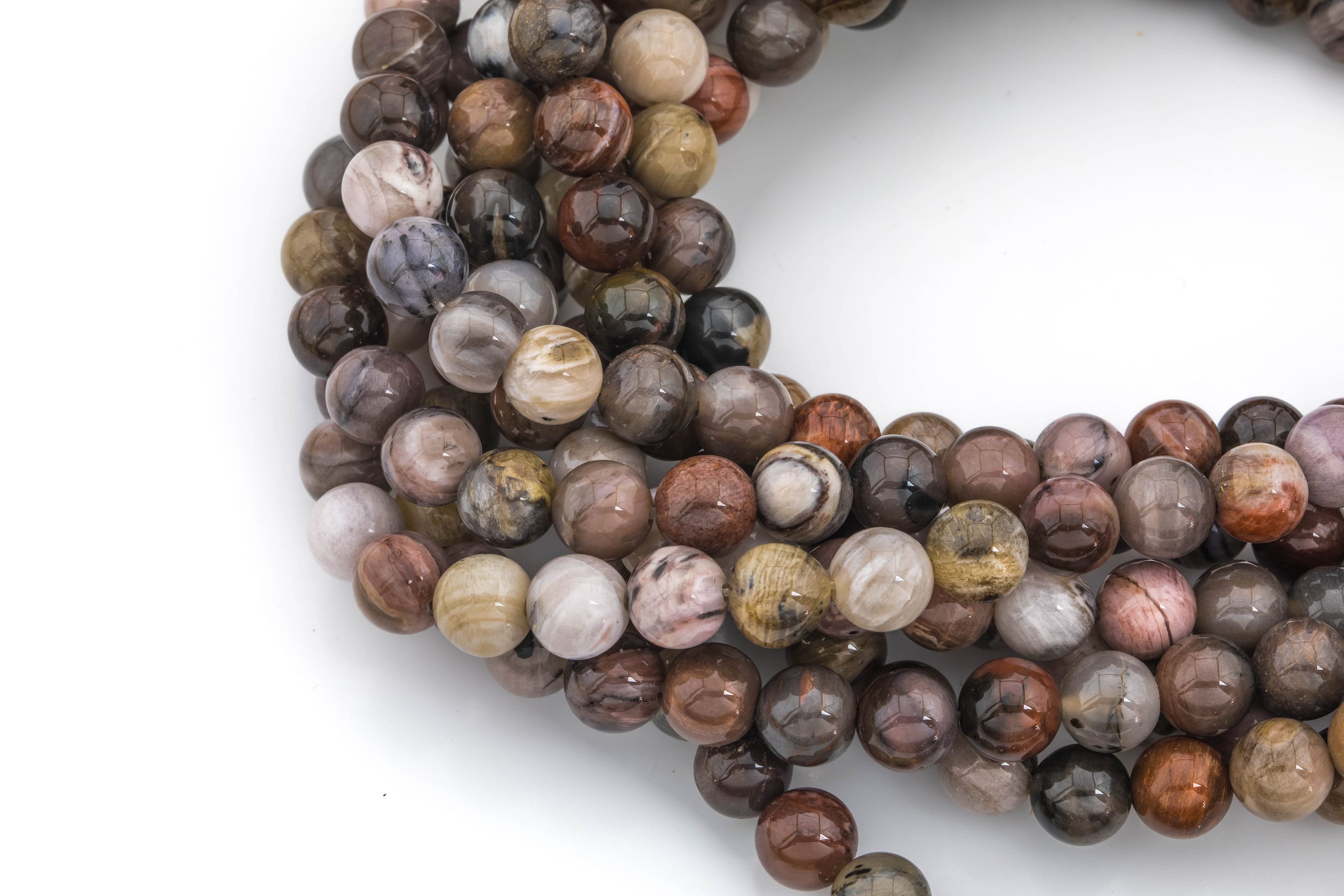 Natural Silver Petrified Wood Round High Aaa Quality 6mm 8mm 10mm 12mm Full Strand Aaa Quality Smooth Gemstone Beads