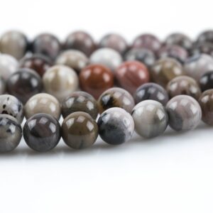Natural Silver Petrified Wood  Round High Quality 6mm 8mm 10mm 12mm Full Strand AA Quality AAA Quality  Smooth Gemstone Beads
