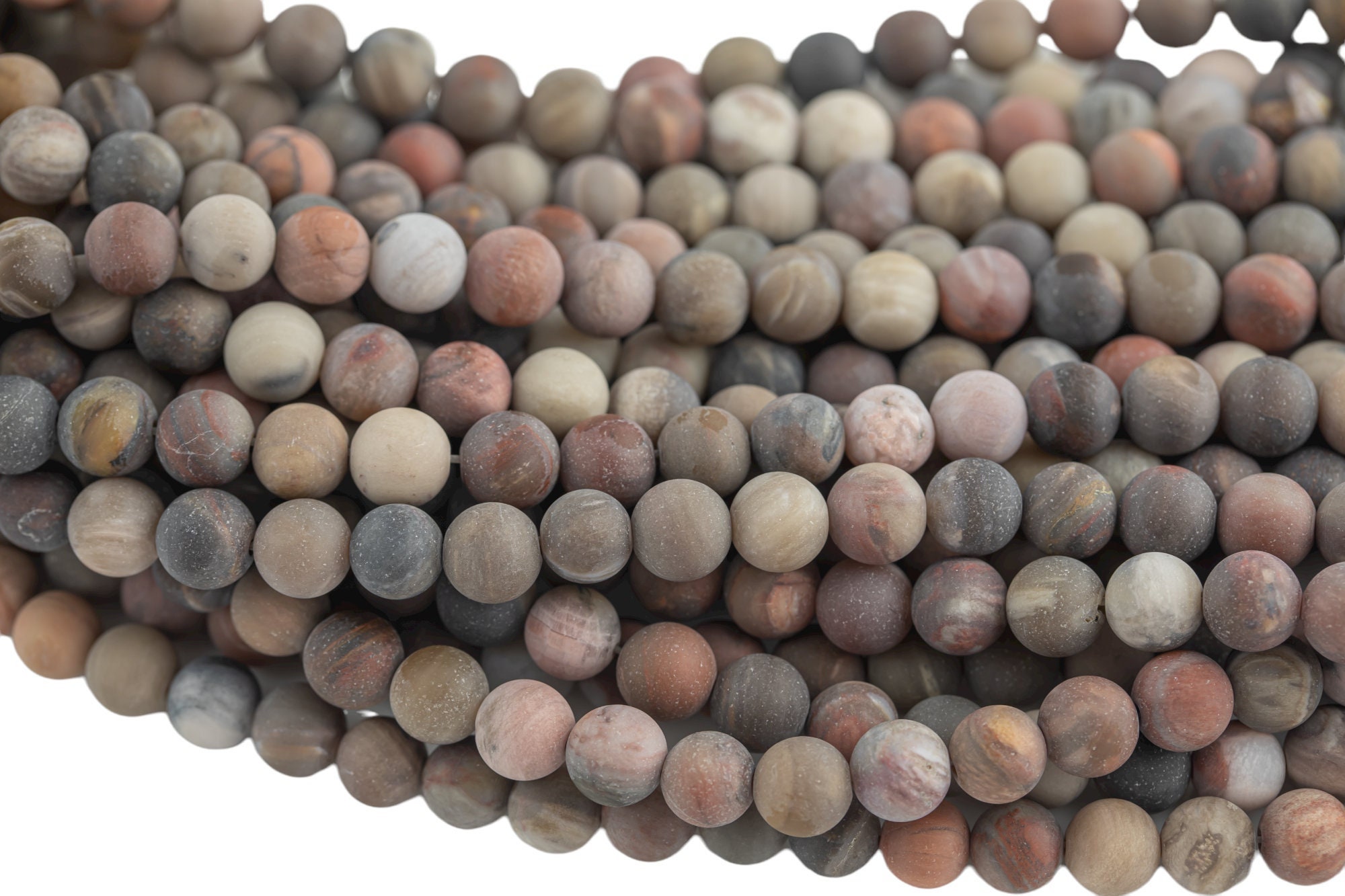 Natural Silver Petrified Wood High Quality In Matte  Round- 4mm, 6mm, 8mm, 10mm, 12mm- Full 16 Inch Strand Aaa Quality Aaa Quality  Smooth