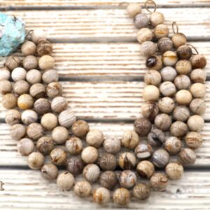 Wood Opalite/ Petrified Wood 17-18mm Round Beads (etb00794)