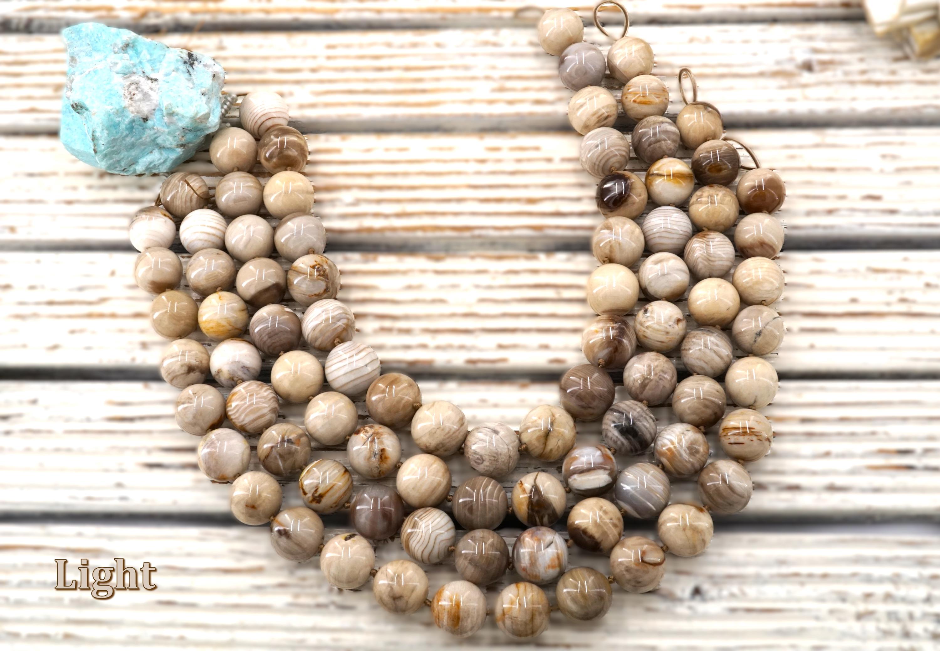 Wood Opalite/ Petrified Wood 17-18mm Round Beads (etb00794)