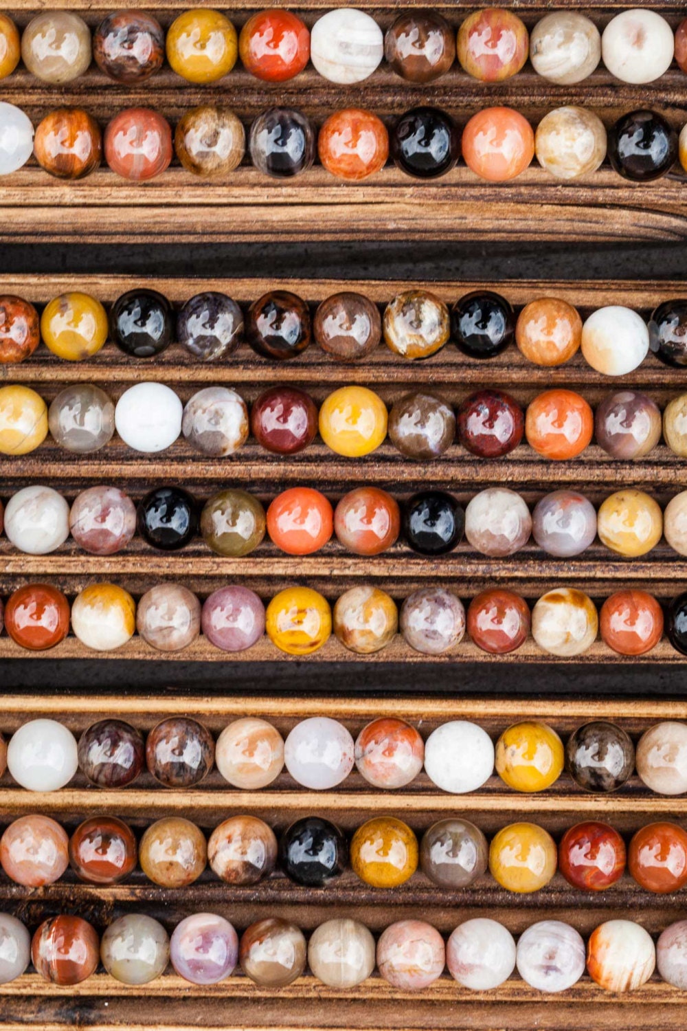Rainbow Petrified Wood Round Beads (etb00908) Arizona Gemstone Jewelry