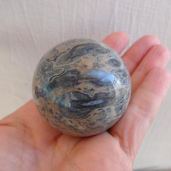 Fossilized Palm Root Sphere 47mm, Petrified Wood Gemstone Sphere, Home Decor, Rocks And Geodes, Collectibles, Gift Idea For Her Him