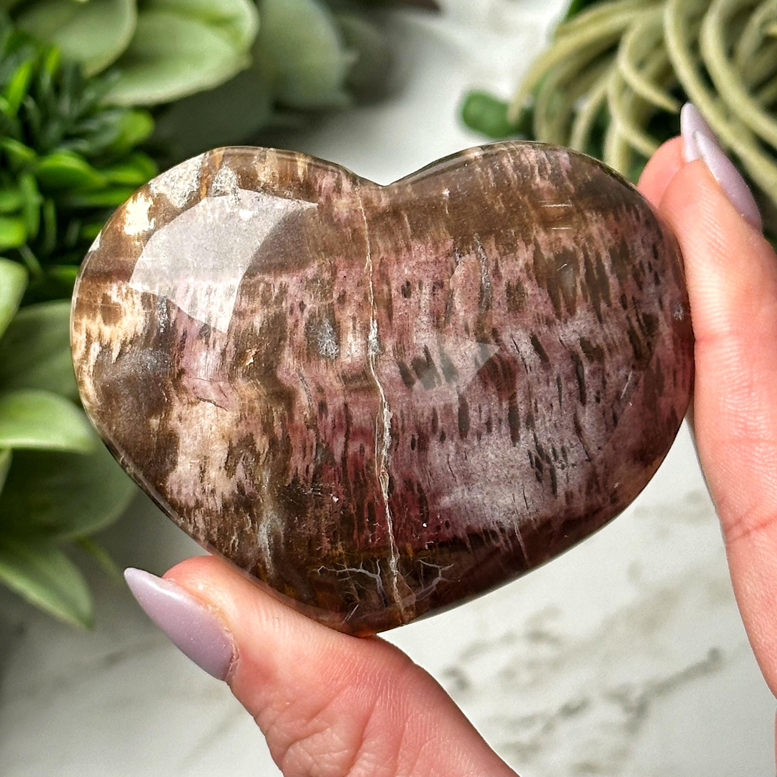 Petrified Wood Heart | 129g | - #8 (polished Red Crystal Carving, Root Chakra, Grounding)
