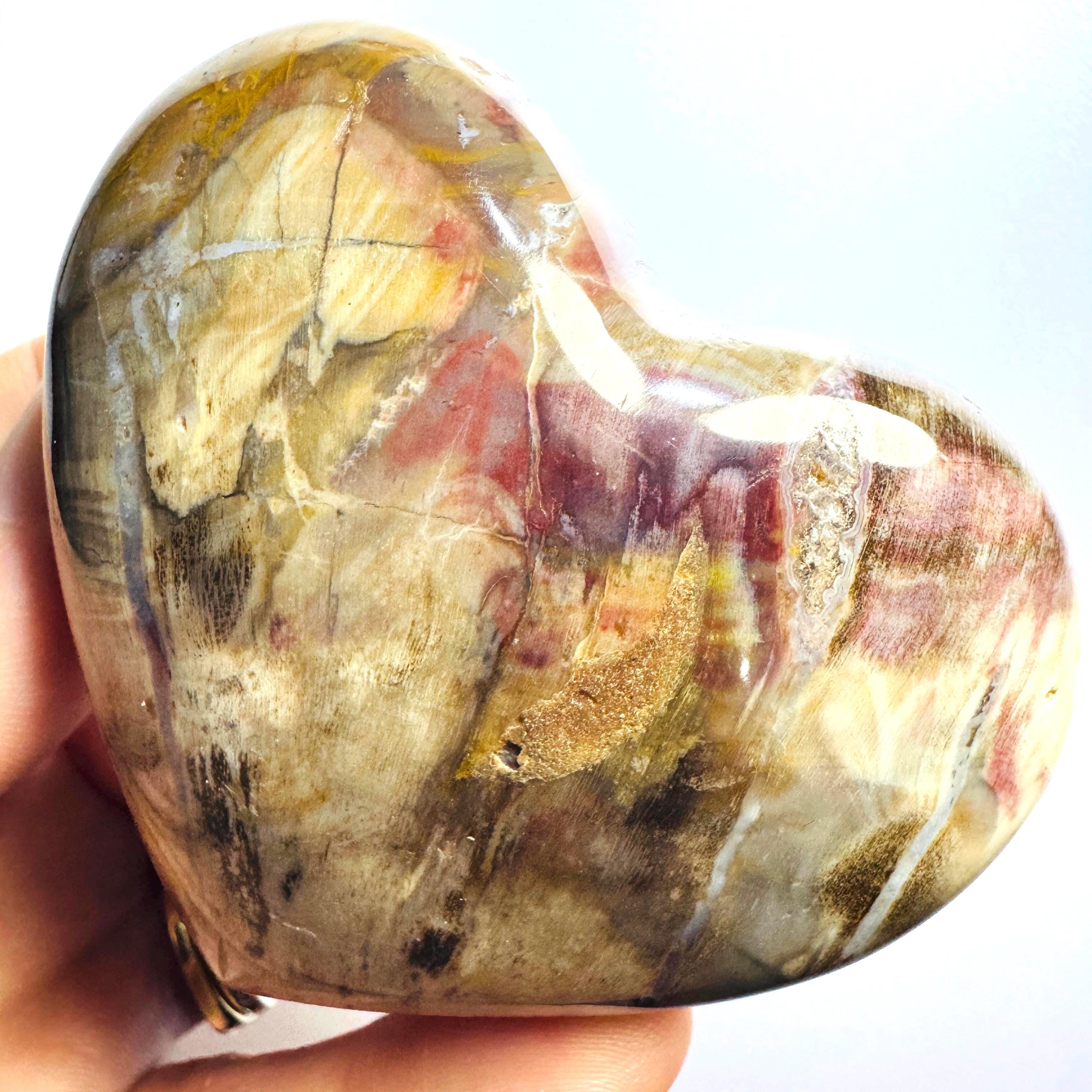 Petrified Wood Heart, Petrified Wood Crystal Heart