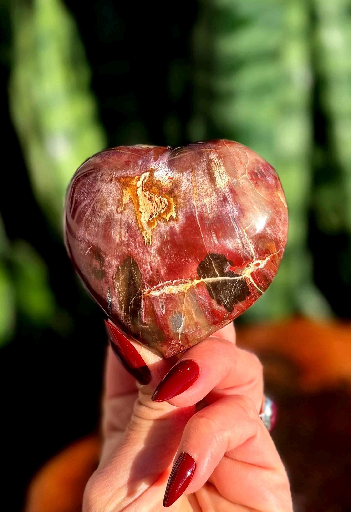Petrified Wood Heart - For Grounding & Balancing Energy - Root Chakra Stone - Fossilized Wood - Crystal Heart