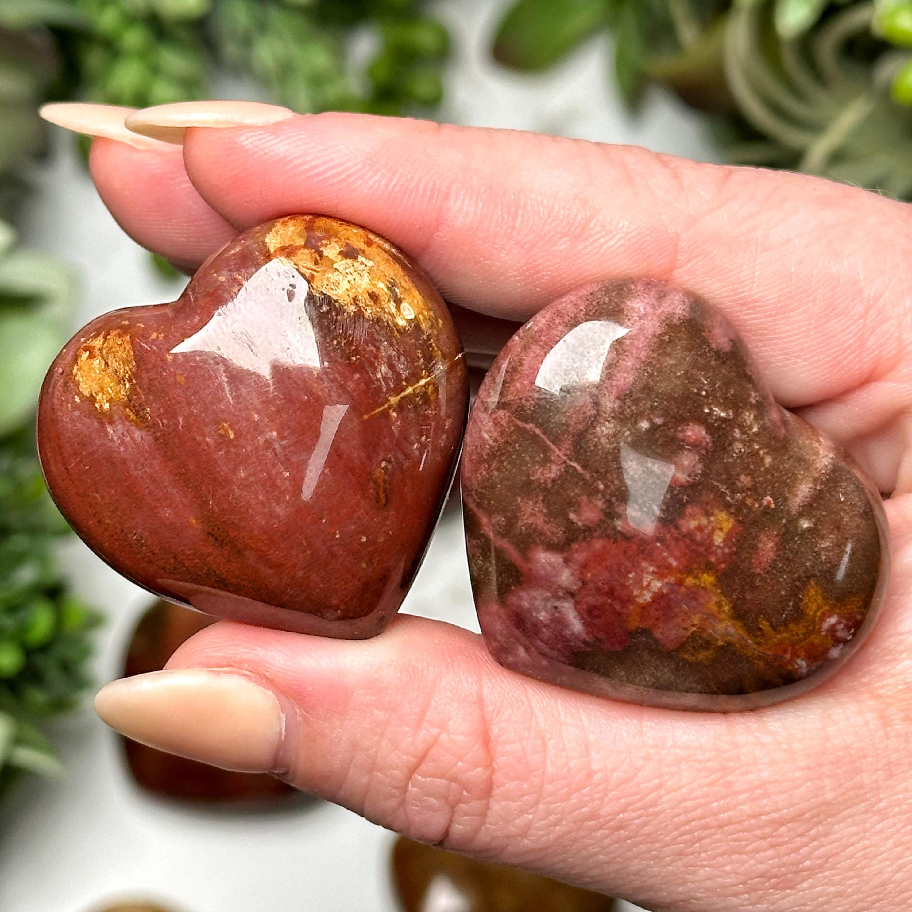 Petrified Wood Heart | S, M, L | - No. 228 (polished Red Crystal Carving, Root Chakra, Grounding)