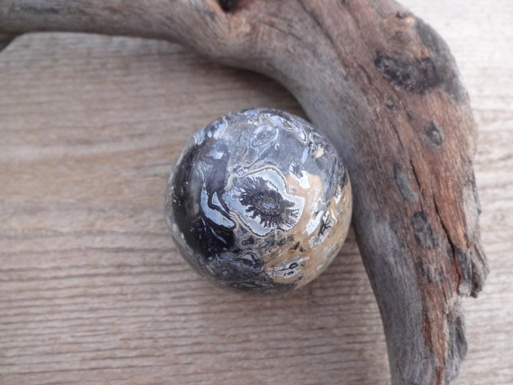 Indonesian Petrified Wood Sphere 47mm, Fossil Gems And Minerals, Healing Stones Home Decor Rocks, And Geodes, Gemstone Sphere Collectible