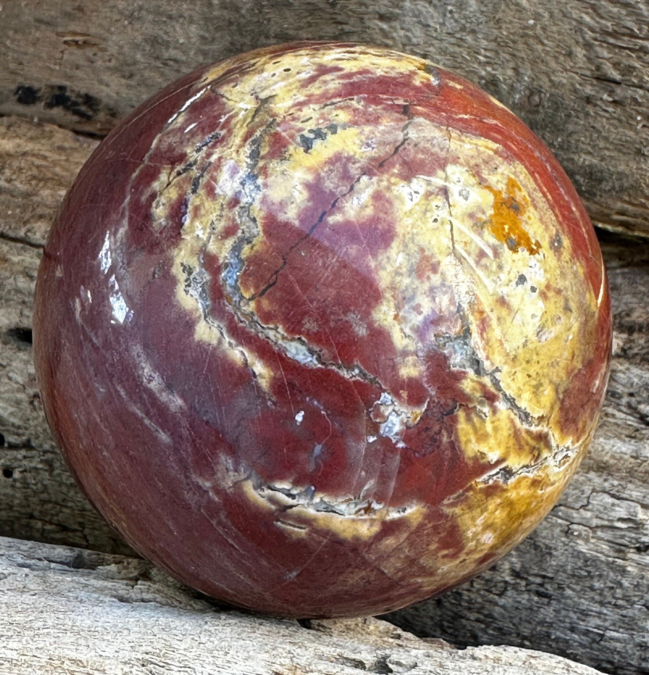Madagascar Petrified Wood Sphere: Mineralized Ancient Wood