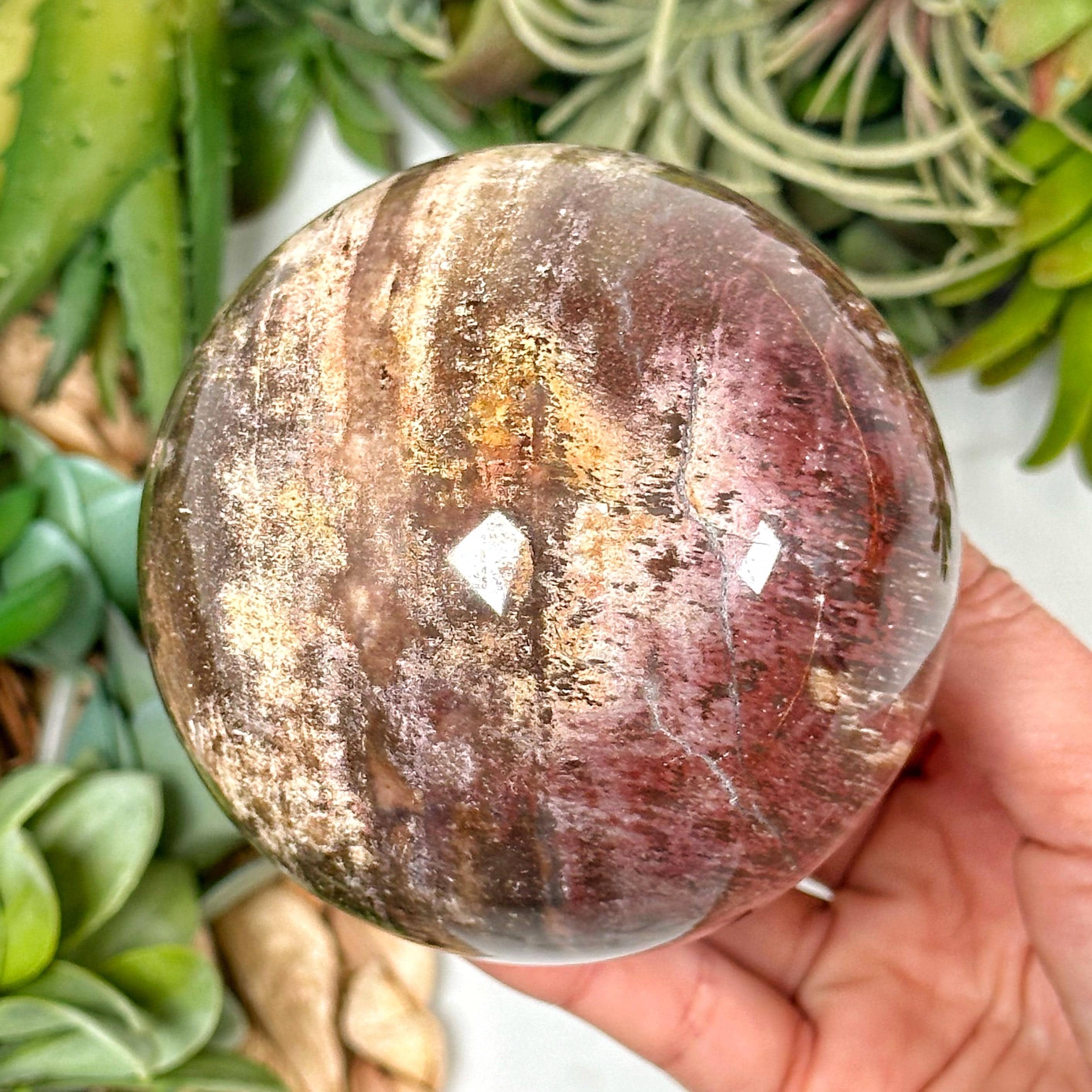 Petrified Wood Sphere | 82mm | - #2 (polished Red Crystal Ball, Root Chakra, Healing Stone, Grounding)