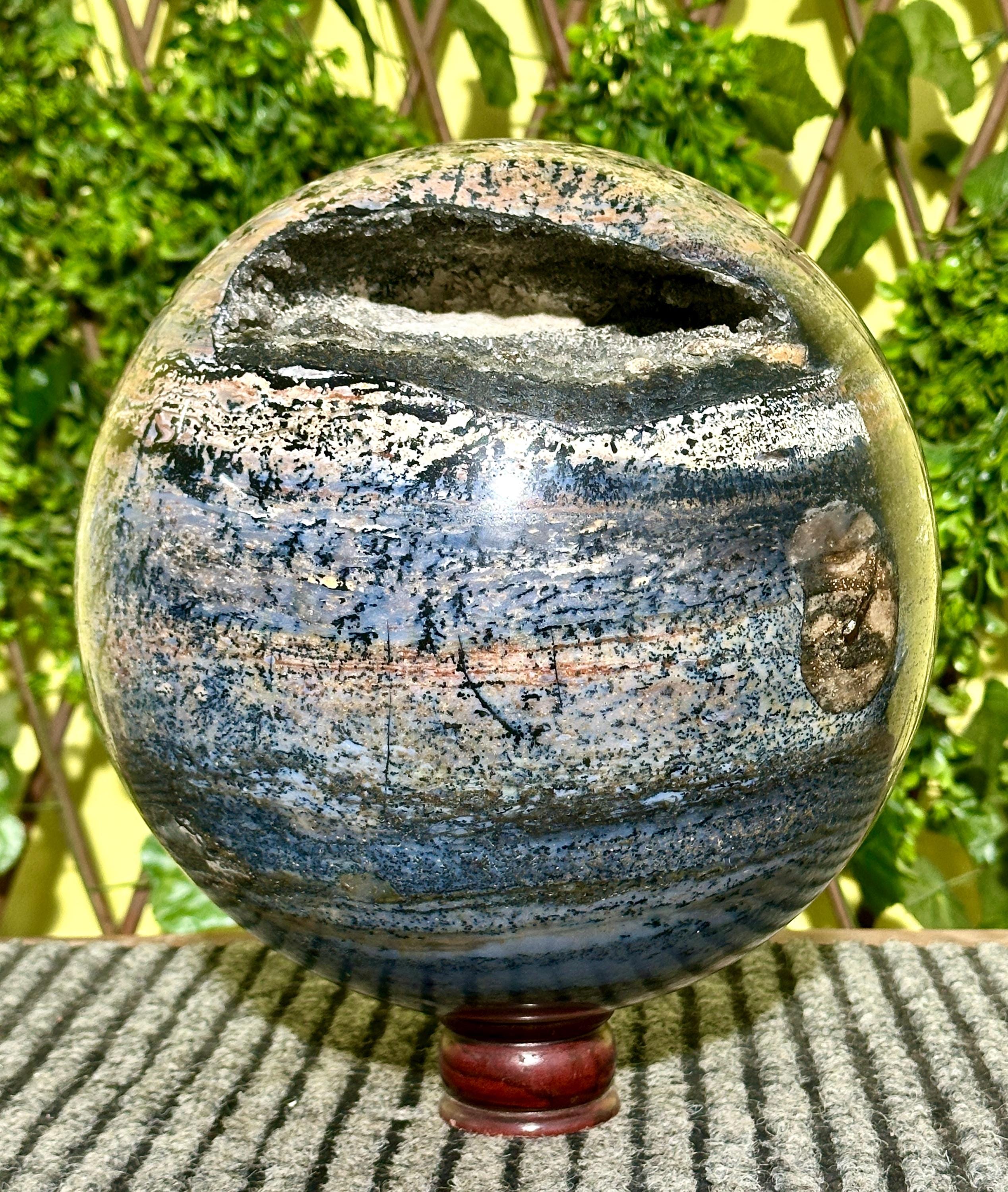 250mm Dendritic Agate Crystal Sphere, Huge Natural Agate Ball, Rare Collector Stone Sphere, Large Gemstone Orb 250mm Dendritic Agate Crystal Sphere, Huge Natural Agate Ball, Rare Collector Stone Sphere, Large Gemstone Orb