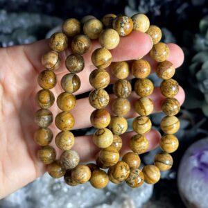10mm Picture Jasper Bracelet, Round Bead Stretch Bracelet, Crystal Jewelry 10mm Picture Jasper Bracelet, Round Bead Stretch Bracelet, Crystal Jewelry