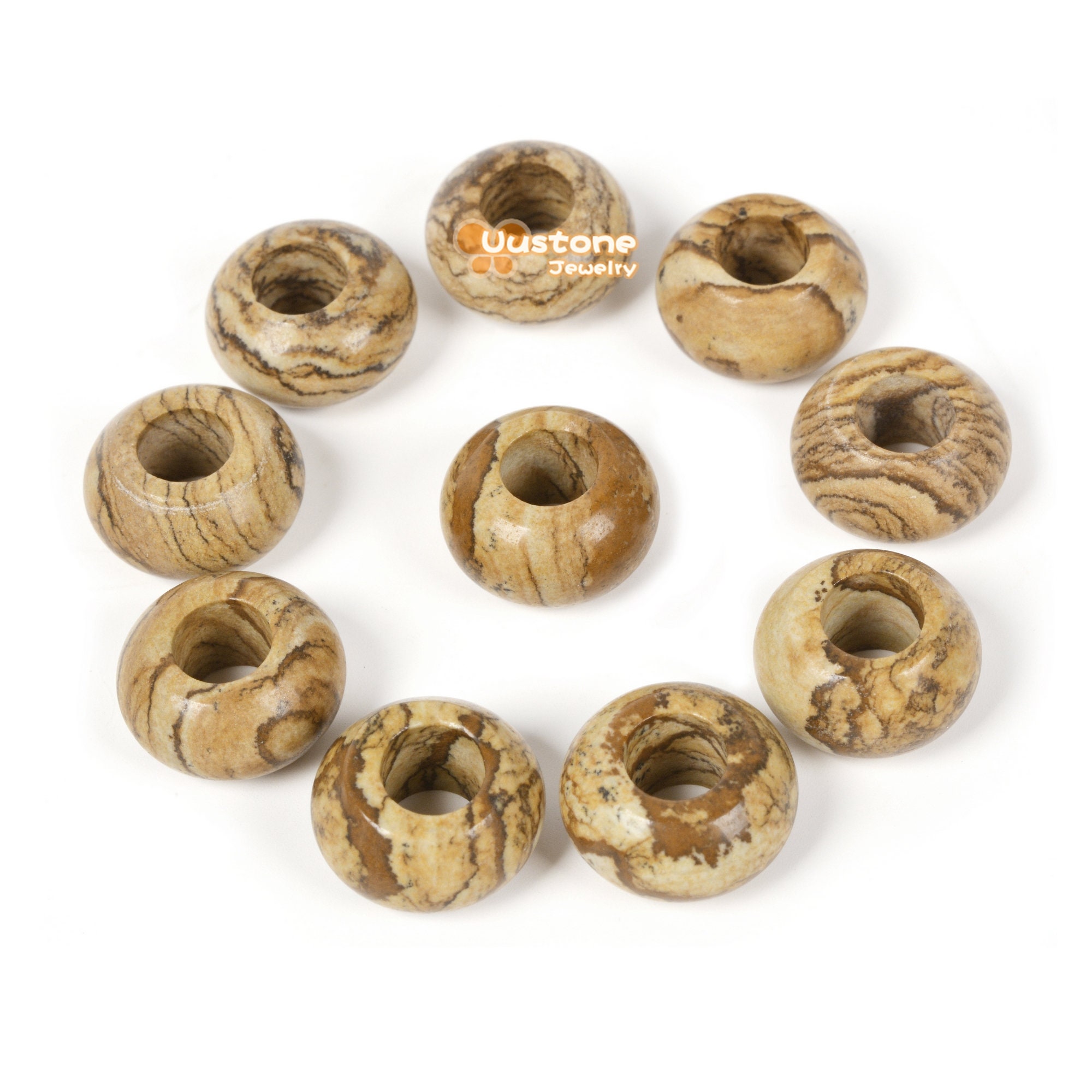 14mm Natural Picture Jasper Universal Large Hole Rondelle Bead For Bracelet Diy Jewelry Making 14mm Natural Picture Jasper Universal Large Hole Rondelle Bead For Bracelet Diy Jewelry Making