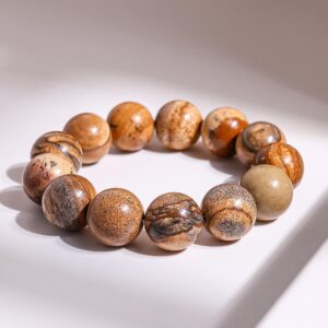 16mm Genuine Natural Wood Yellow Picture Jasper A Round Big Size Beads Gemstone Bracelet For Man And Woman,healing Crystal Bracelet 16mm Genuine Natural Wood Yellow Picture Jasper A Round Big Size Beads Gemstone Bracelet For Man And Woman,healing Crystal Bracelet