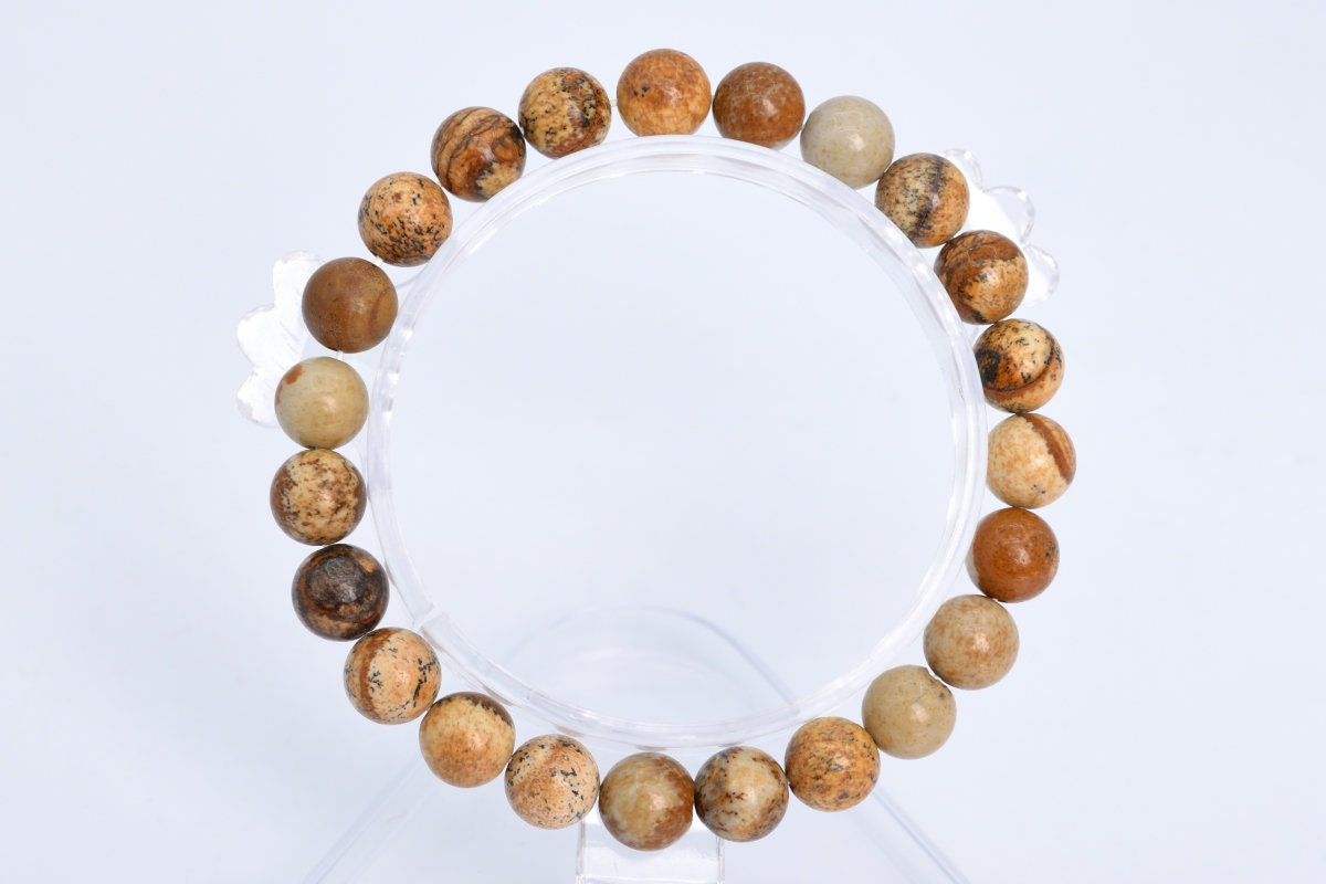 8mm Picture Jasper Beads Bracelet Grade Aaa Genuine Natural Round Gemstone 7" Bulk Lot 1,3,5,10 And 50 (106656h-1353)