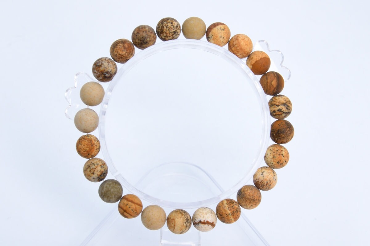 8mm Matte Picture Jasper Beads Bracelet Grade Aaa Genuine Natural Round Gemstone 7" Bulk Lot 1,3,5,10 And 50 (106778h-069)