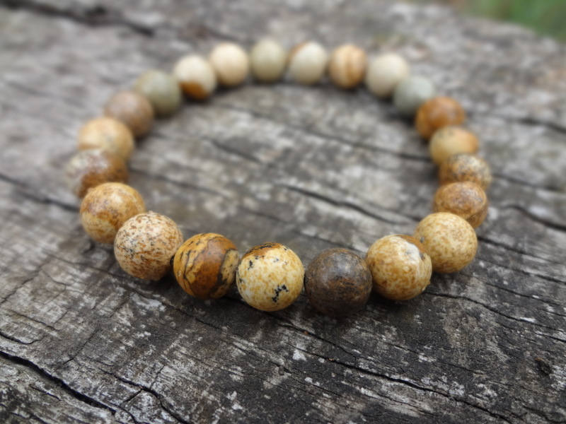 Picture Jasper Bracelet. Bohemian Chic Brown Tan Elastic Bracelet Handmade In Australia By Miss Leroy Picture Jasper Bracelet. Bohemian Chic Brown Tan Elastic Bracelet Handmade In Australia By Miss Leroy