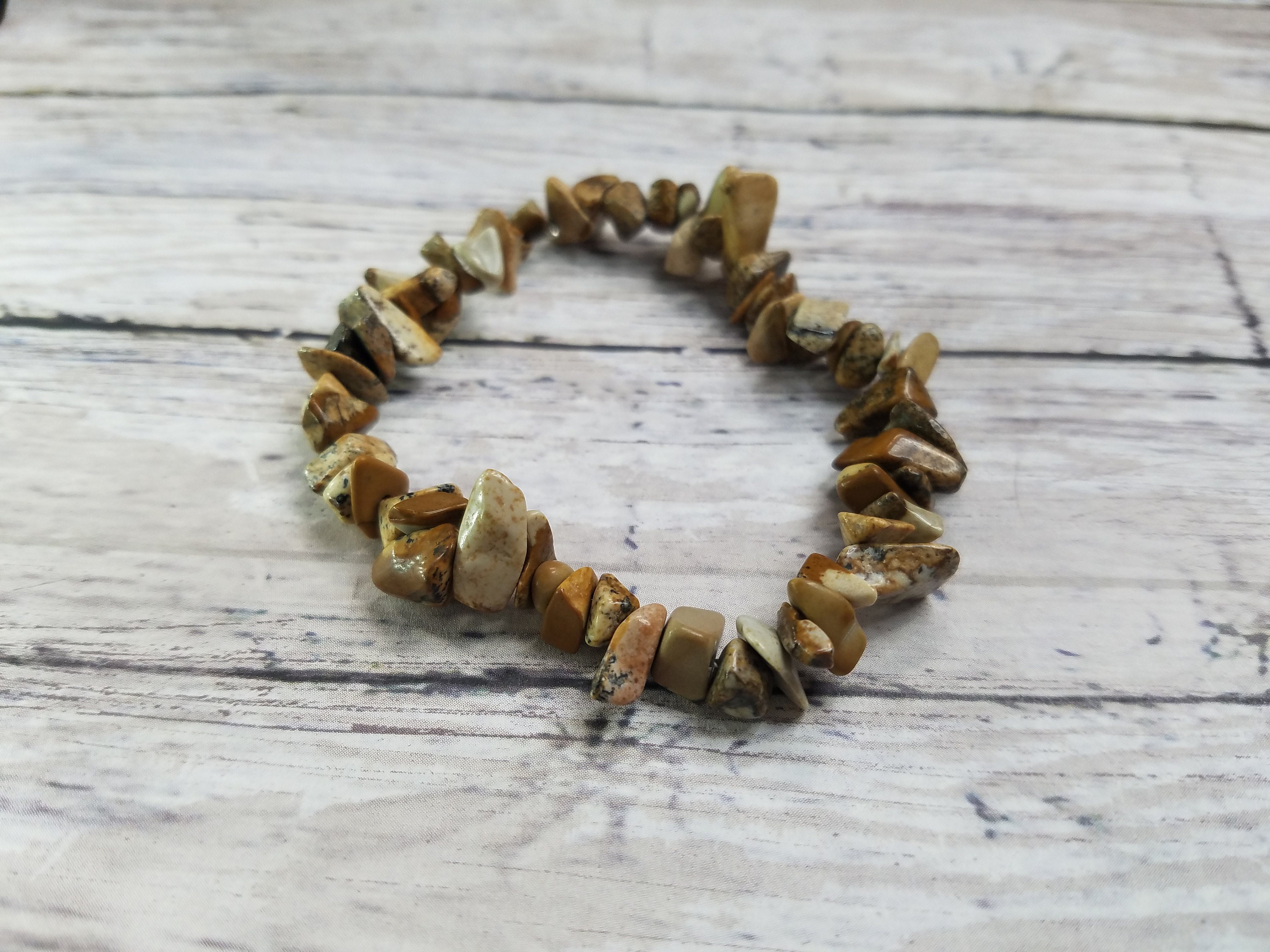 Picture Jasper Chip Stone Elastic Bracelet