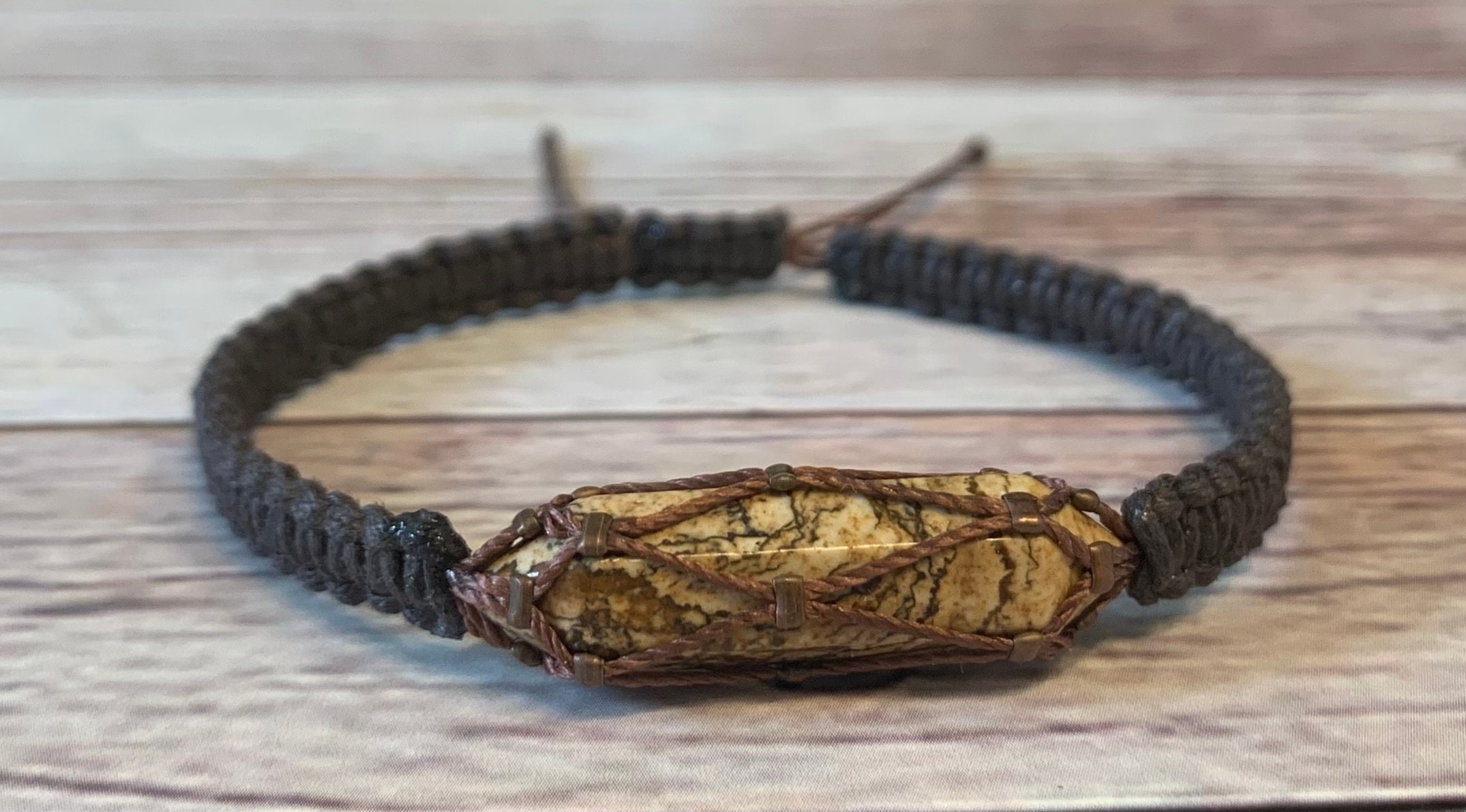 Picture Jasper Bracelet / Crystal Healing Bracelet / Raw Crystal Jewelry / Gemstone Bracelet