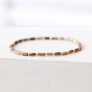 Dainty Picture Jasper Tube Bead Stretch Bracelet Dainty Picture Jasper Tube Bead Stretch Bracelet