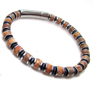 Picture Jasper GEMSTONE Bracelet with CLASP for MEN, Natural Gemstone Mens Beaded Bracelet with Stainless Steel, Mia Patrino Bracelet 6mm Picture Jasper GEMSTONE Bracelet with CLASP for MEN, Natural Gemstone Mens Beaded Bracelet with Stainless Steel, Mia Patrino Bracelet 6mm