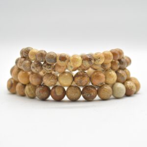 Picture Jasper Gemstone Round Beads Bracelet Sample Strand - 6mm, 8mm Or 10mm Sizes - 7.5" Long Picture Jasper Gemstone Round Beads Bracelet Sample Strand - 6mm, 8mm Or 10mm Sizes - 7.5" Long