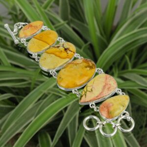 Picture Jasper Bracelet: Handmade 925 Sterling Silver Adjustable Gemstone Jewelry Picture Jasper Bracelet: Handmade 925 Sterling Silver Adjustable Gemstone Jewelry