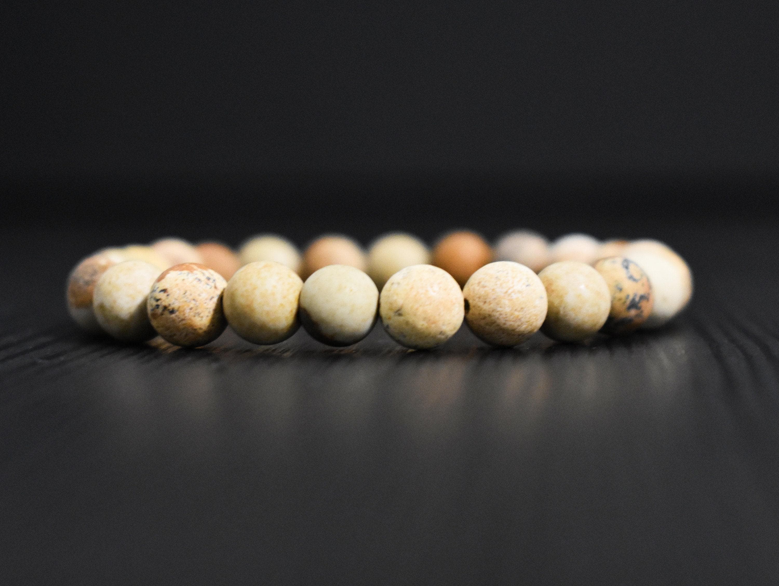 Picture Jasper Bracelet, Natural Matte Gemstone Bracelet Picture Jasper Bracelet, Natural Matte Gemstone Bracelet