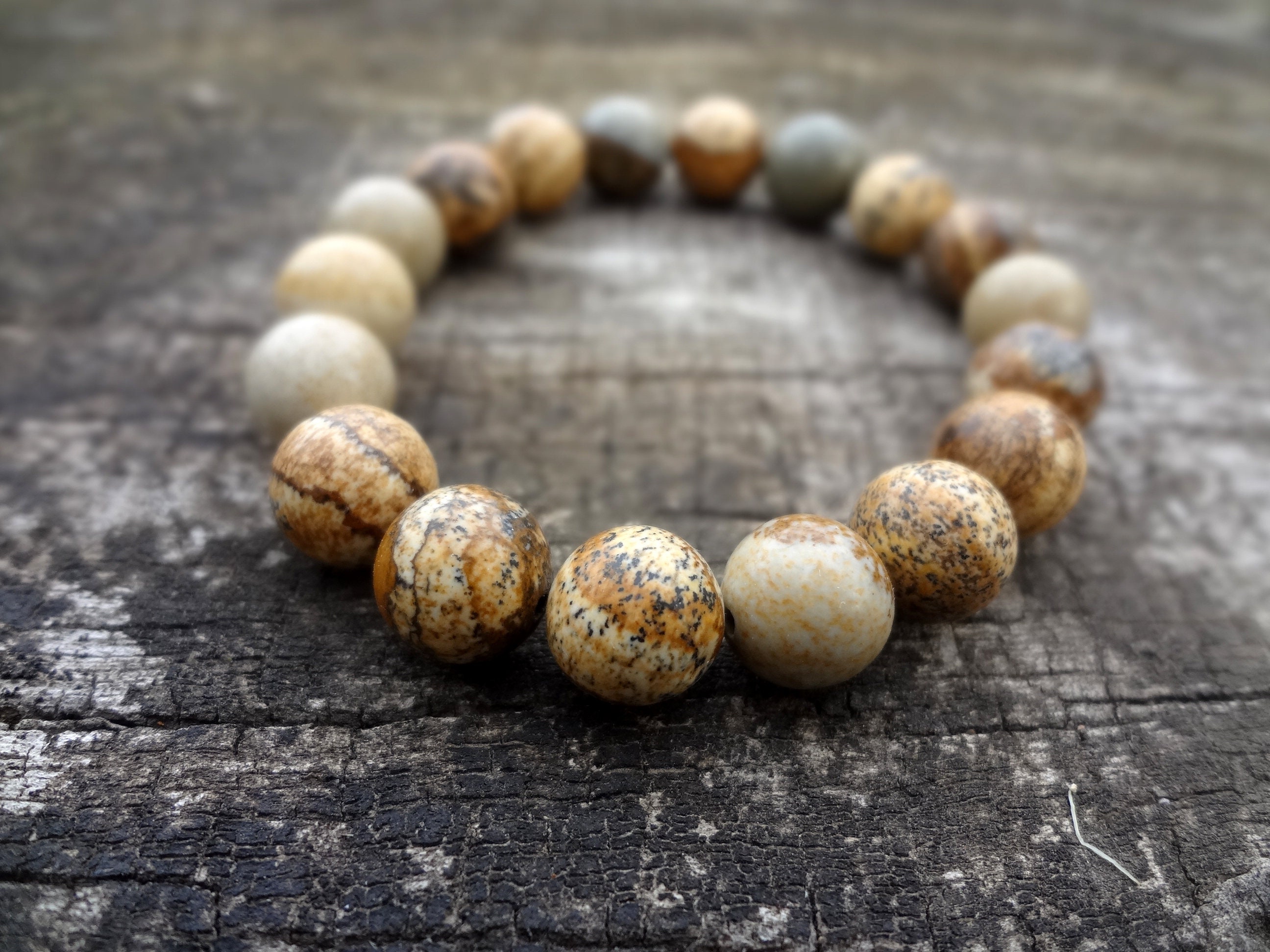 Picture Jasper Bracelet. Natural Bohemian Brown Stretch Bracelet Handmade In Australia By Miss Leroy Picture Jasper Bracelet. Natural Bohemian Brown Stretch Bracelet Handmade In Australia By Miss Leroy