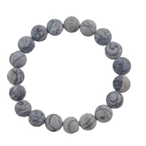 Natural Silver Picture Jasper Round Size 6mm and 8mm- Handmade In USA- approx. 7" Bracelet Crystal Bracelet Natural Silver Picture Jasper Round Size 6mm and 8mm- Handmade In USA- approx. 7" Bracelet Crystal Bracelet