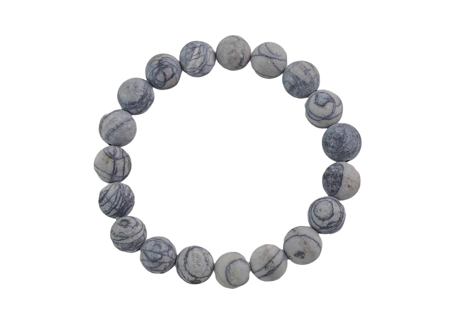 Natural Silver Picture Jasper Round Size 6mm And 8mm- Handmade In Usa- Approx. 7" Bracelet Crystal Bracelet Natural Silver Picture Jasper Round Size 6mm And 8mm- Handmade In Usa- Approx. 7" Bracelet Crystal Bracelet