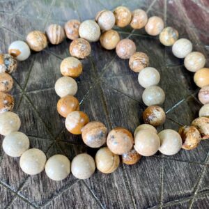 Picture Jasper Bracelet Round 8mm Bead | Handmade Gemstone Jewelry Crystal Picture Jasper Bracelet Round 8mm Bead | Handmade Gemstone Jewelry Crystal