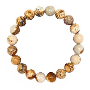 Picture Jasper Bracelet Smooth Round Size 8mm 10mm 7.5" Length Picture Jasper Bracelet Smooth Round Size 8mm 10mm 7.5" Length