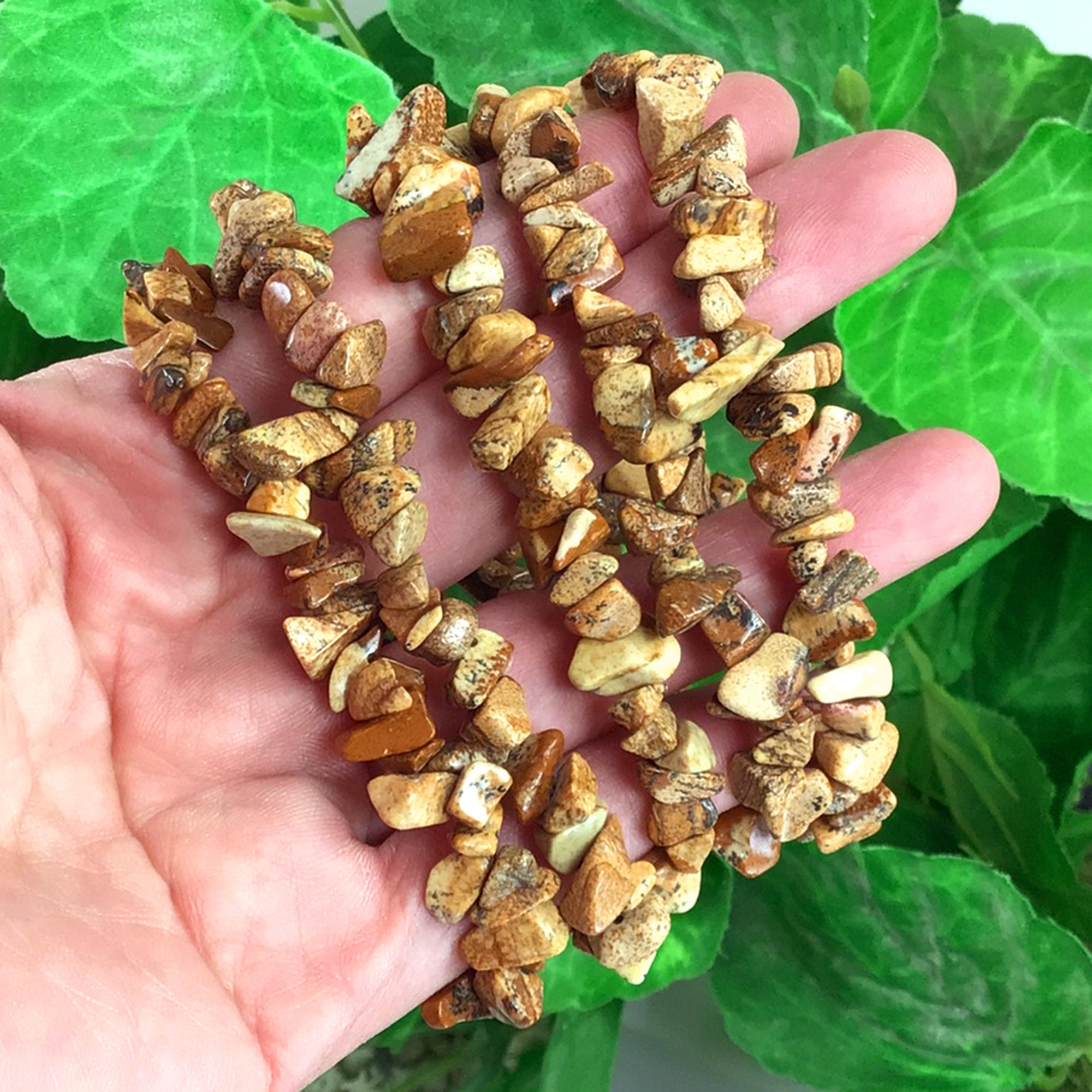 Picture Jasper Chip Bracelet Natural Gemstone Beaded Jewelry