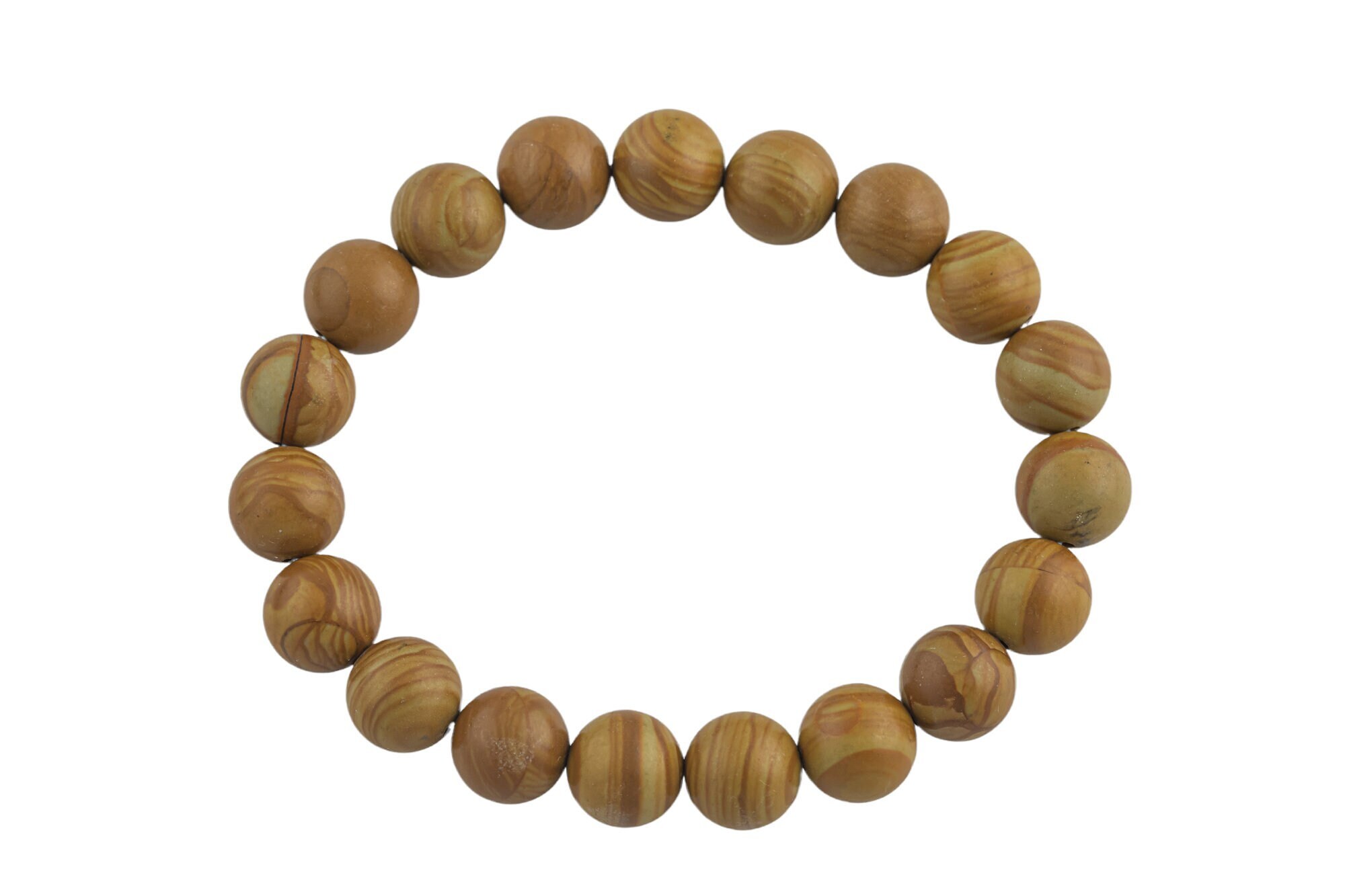 Yellow Picture Jasper Wood Jasper Bracelet Round Size 6mm And 8mm Handmade In Usa Natural Gemstone Bracelets - Handmade Jewelry - Approx. 7"