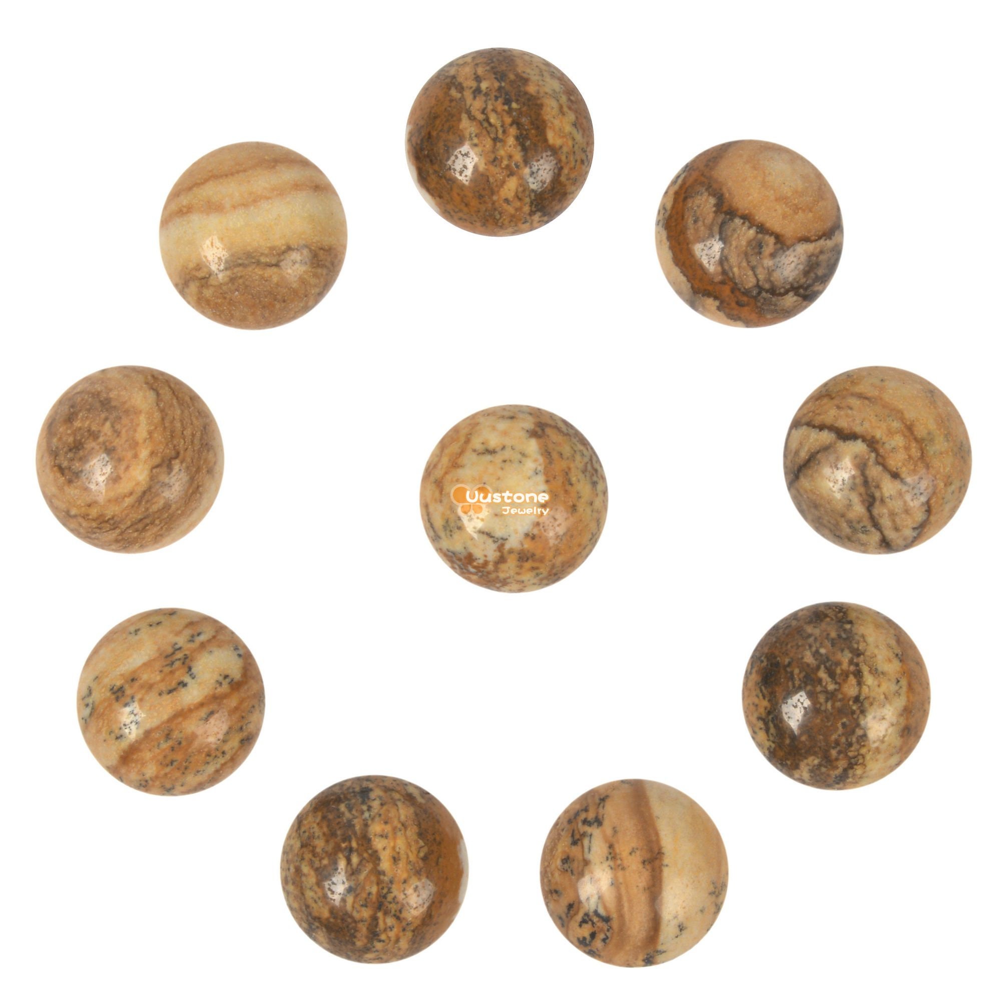 16mm Picture Jasper Gemstone Round Flatback Cab Cabochon Stone Loose Stone Cab Diy Jewelry Making Stone
