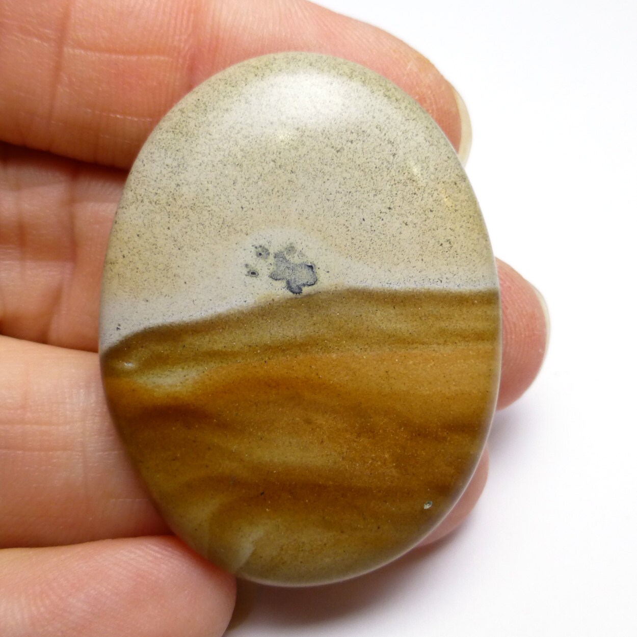 35.105 Carats Mcdermott Picture Jasper Cabochon Large Oval Landscape Old Stock Vintage Rare Hand Made Designer Lapidary Handmade Jewelry