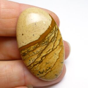37.94 Carats African Queen Picture Jasper Cabochon Large Oval Landscape Unique Unusual Rare Hand Made Designer Lapidary Handmade Jewelry