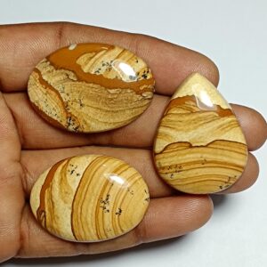 Picture Jasper Cabochons: Natural Gemstone Lot, 3 Pcs (137Cts.) Picture Jasper Cabochons: Natural Gemstone Lot, 3 Pcs (137Cts.)