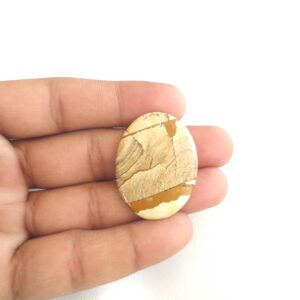 Handmade Picture Jasper Stone Cabochon: 40 Carat Gemstone Oval Shape (37x28x4 Mm